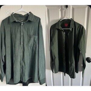 Alfani Men’s Button Down Shirt Bundle Green Velvet + Stretch Dress Shirt Large